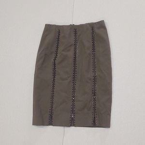 Carlisle Green Studded Zippered Pencil Skirt